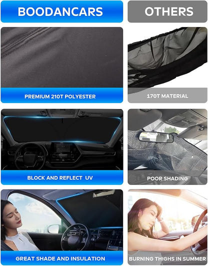 for 2026 Mustang Mach-E Windshield Sunshade Sun Shades for 2021-2025 Ford Mustang Mach E 4Door, Custom-fit Windshield Cover Front Window Sun Visor 2 Layers Protector Block UV Heat