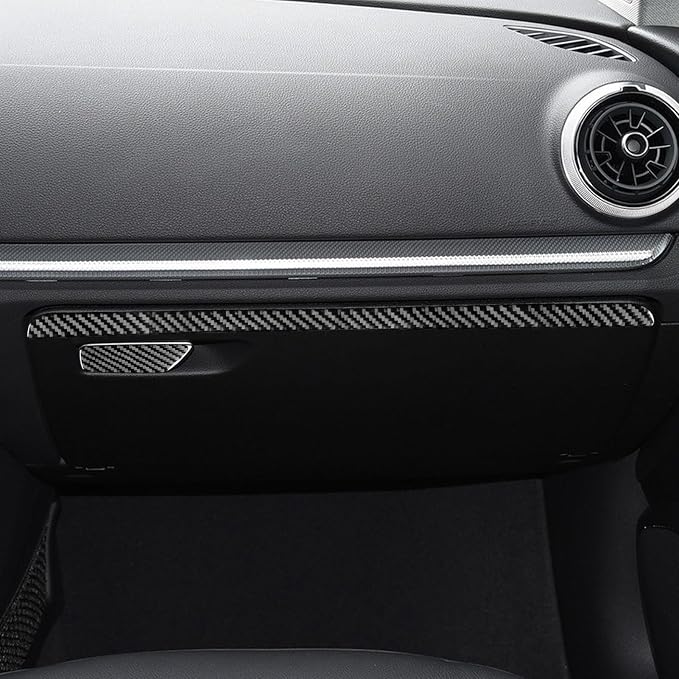 Real Premium Carbon Fiber Sticker Compatible with Audi A3 S3 RS3 8V 2013 2014 2015 2016 2017 2018 2019 Car Glove Box Storage Box Decor Kit Auto Interior Accessories Decal Style B 2PCS Black