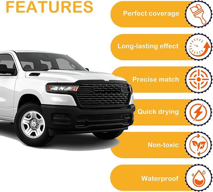 PW7 / GW7 Bright White Touch Up Paint for Dodge Ram, Car Paint Scratch Repair Kit, 2 in 1 Scratch Remover Pen with Color-Matched Rapid Drying of Paint Coating