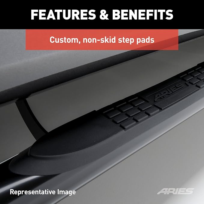 ARIES 204044-2 3-Inch Round Polished Stainless Steel Nerf Bars, No-Drill, Fits Select Chevrolet, GMC Blazer K5
