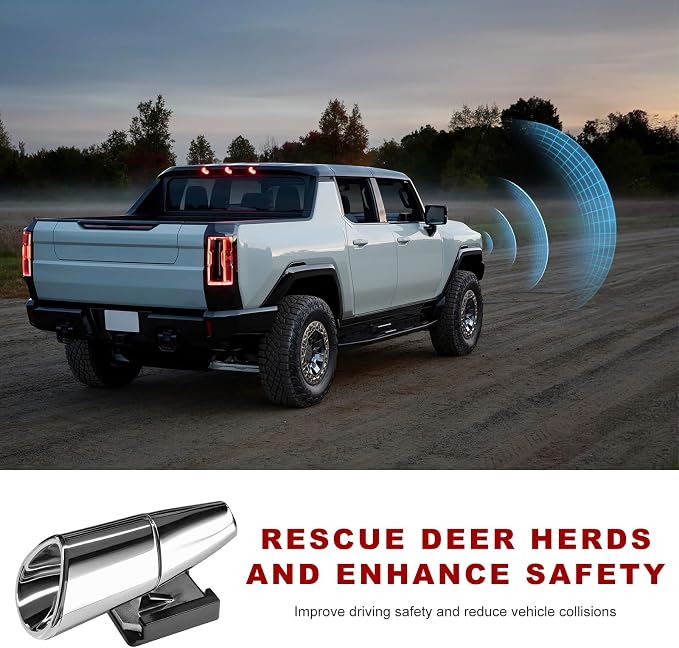 2 PCS Car Deer Whistles, Wind Activated Save Deer Whistle with Double-Sided Tape, Waterproof Car Warning Device Horn Sensor Helps Reduce Accidents and Alert Animals (Silver)