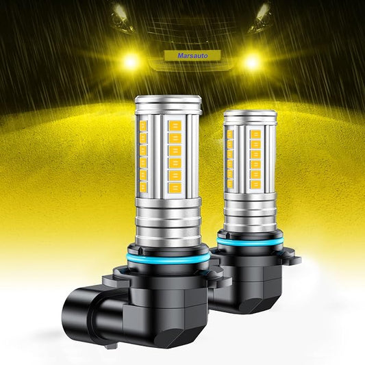 Marsauto 9145 H10 LED Fog Lights Bulbs Yellow, 12,000LM 9140 9145 LED Fog Light Bulbs, 360° Illumination 600% Bright 3000K Amber, Upgraded 60 Pcs Chips 9145 H10 Yellow Fog Lights, Accessory Light Kits