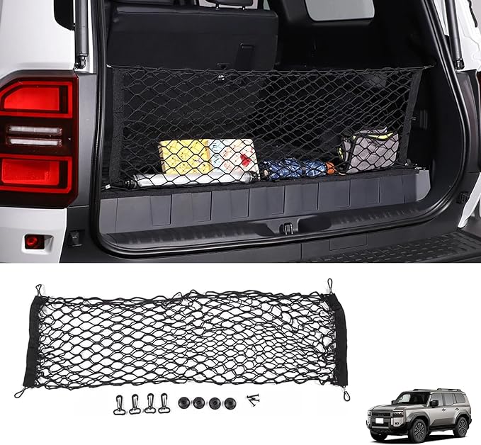 Rear Trunk Envelope Mesh Cargo Net Suitable for 2024 2025 2026 Toyota Land Cruiser 250 1958 Prado Lc250 J250 Rear Trunk Mesh Cargo Storage Net Bag
