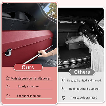 Car Trunk Organizer for Honda CR-V 2017-2022, Collapsible Sturdy Trunk Storage Container with Lid and Handle Large Leather Car Trunk Storage (Red,39.7 x 11.4 x 12.2in)