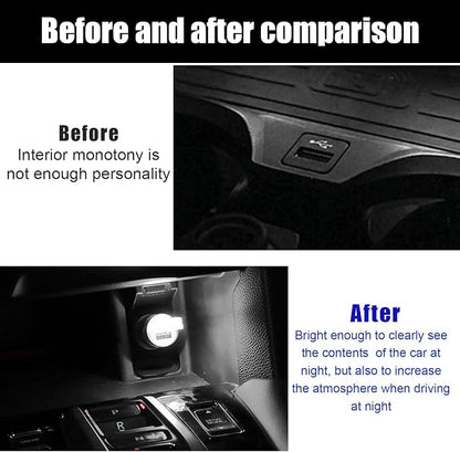 2 PCS USB LED Car Interior Atmosphere Lamp, Portable Mini LED Night Light, Plug-in USB Interface Trunk Ambient Lighting Kit, Universal Interior Car Accessories (White)