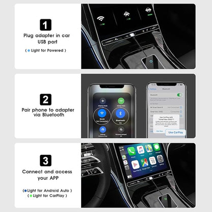 Wireless CarPlay Adapter & Android Auto Wireless Adapter, 2 in 1 Convert USB Bluetooth Wired to Connect for OEM Wired Cars-Stable Connect to Phone (Pearl Gray)