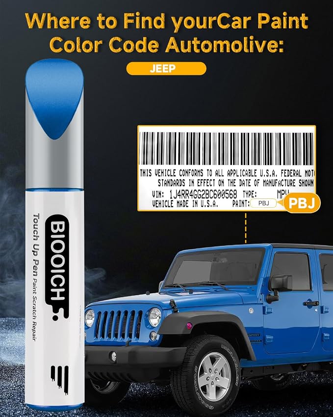 Touch Up Paint Pen Exact Color Match Car Chip and Scratch Repair (for Jeep, Hydro Blue/Laser Blue Pearl(PBJ/MBJ))