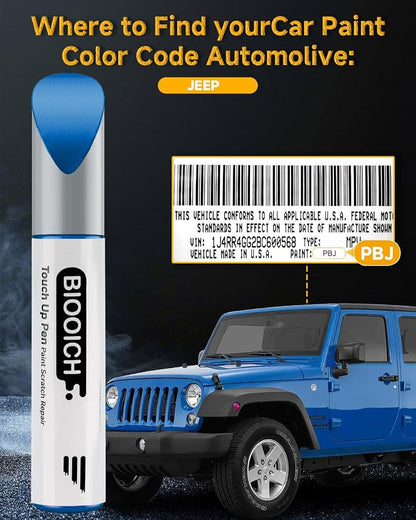 Touch Up Paint Pen Exact Color Match Car Chip and Scratch Repair (for Jeep, Hydro Blue/Laser Blue Pearl(PBJ/MBJ))