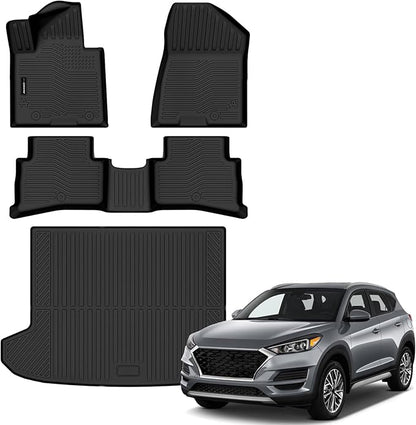 Auxko All Weather Floor Mats Cargo Mat for Hyundai Tucson 2019 2020 2021 All Season TPE Accessories Guard Odorless Anti-Slip Floor Liners Trunk Mat for Hyundai Tucson 2019-2021