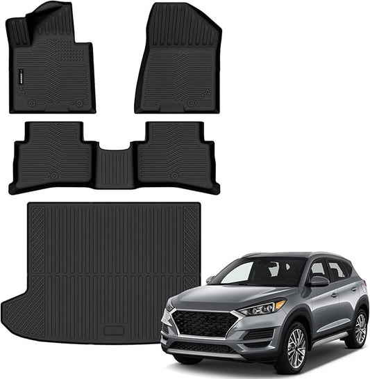 Auxko All Weather Floor Mats Cargo Mat for Hyundai Tucson 2019 2020 2021 All Season TPE Accessories Guard Odorless Anti-Slip Floor Liners Trunk Mat for Hyundai Tucson 2019-2021
