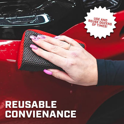 The Rag Company P & S Professional Detail Products - Reset Clay Scrubber - Easily Cleans Painted Surfaces, Debris, and Road Grime Quickly and Efficiently Red/Black - 2-Pack
