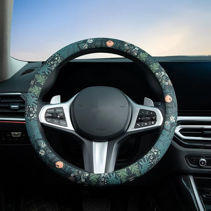 Dark Cottagecore Floral Steering Wheel Cover Auto Steering Wheel Protector, Anti-Slip, Breathable, Absorbing Sweat, Universal Floral Car Accessories 14.5–15 inch,Fit for Most Car, Trucks, SUV