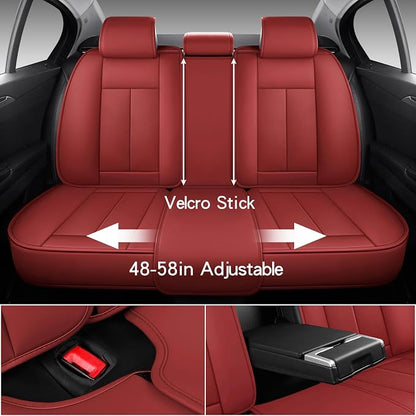 MINGBRON Leather Car Seat Covers,Car Seat Covers Full Set,Automotive Seat Covers,Fit for Most Cars SUV and Most Sedans Red