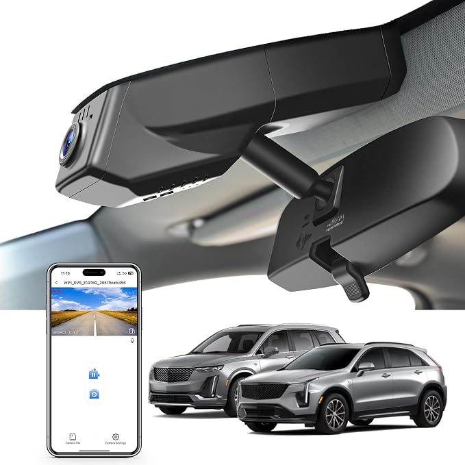 Mangoal 4K Dash Cam Custom fit for Cadillac XT5 2017-2019 (Model B), UHD 2160P Video, WiFi, App, Loop Recording, GPS, 64GB Card