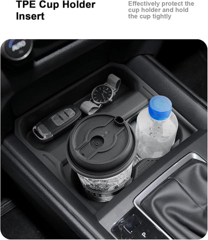 Center Console Organizer Set for 2023-2026 Mazda CX-50-3 Pcs Armrest Box Storage Tray + TPE Center Console Cup Holder Insert + Silicone Wireless Charging Mat for 2023-2026 CX-50 Accessories