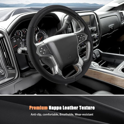 Aimato Customized Steering Wheel Cover for Chevy Silverado 1500 2014-2018/2500 3500 2015-2019/Suburban Tahoe 2015-2020/Traverse 2018-2023,Thin,Anti-Slip,Scratch-Resistant Car Accessory for Chevrolet