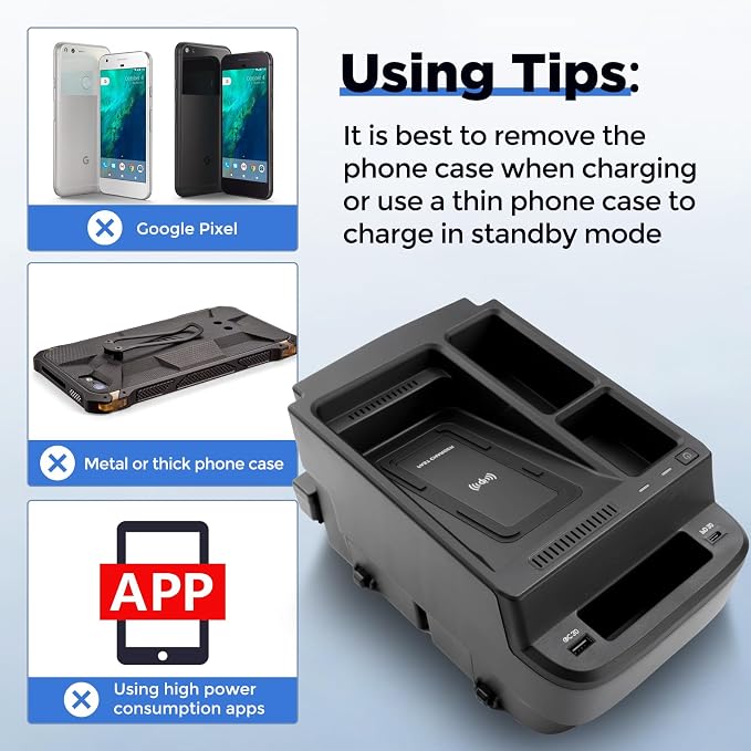 CarQiWireless Wireless Charger & Center Console Organizer for Honda CR-V (2017-2022) – Upgraded Interior Car Accessory with USB Ports, Fast Wireless Charging, and Extra Storage