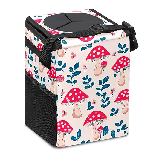 Car Trash Can – Multi-Purpose, Lightweight and Portable with Durable Water-Resistant Coating, No Installation Required, Practical and Ample Capacity, Variety of Colors.Mushroom