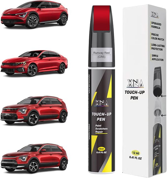 XNA Runway Red(CR5) for KIA Touch Up Paint, 2 in 1 Car Scratch Remover with Pen Tip and Brush, Exact Color-Matched for Car Paint Scratch Repair, Quick & Easy Fix Chips and Nicks