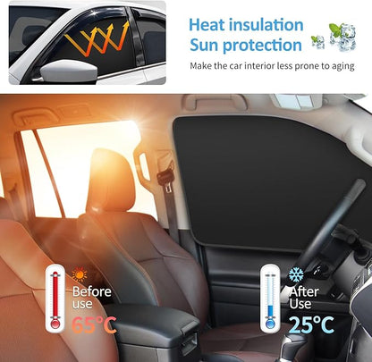 Leather Car Curtains for Side Window - 4 Pcs Privacy Sun Shades Magnetic 100% Block Light Car Window Covers with Cooler Feeling (Leather, 4pcs)