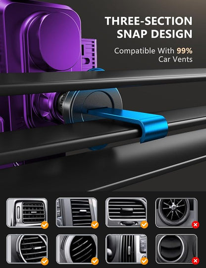 JOYMASS Wireless Car Charger, Phone Holders for Your Car, 15W Auto Clamping Phone Mount Car Accessories for iPhone 16 15 14 13 12 Mini Pro Max, Samsung Galaxy S24 Ultra S23 S22+ Note 20, etc - Purple