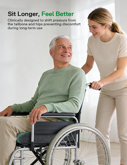 Medisana Memory Foam Bed Sore Cushions for Butt, Ergonomic Bedsore Pressure Relief Pillow with Foldable Design, T Shaped Opening Seat Cushion for Sciatica & Tailbone & Coccyx & Hemorrhoid Pain Relief