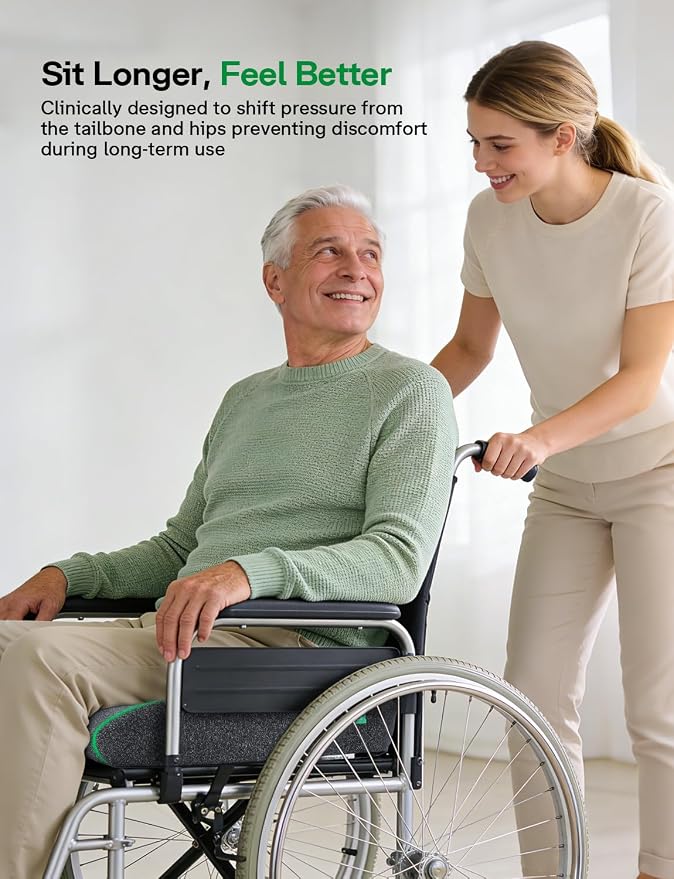 Medisana Memory Foam Bed Sore Cushions for Butt, Ergonomic Bedsore Pressure Relief Pillow with Foldable Design, T Shaped Opening Seat Cushion for Sciatica & Tailbone & Coccyx & Hemorrhoid Pain Relief