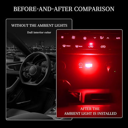4 PCS USB LED Car Interior Atmosphere Lamp, Portable Mini Auto LED Decor Night Light, Plug-in USB Interface Ambient Lighting Kit, Universal Car Interior Accessories(Red)
