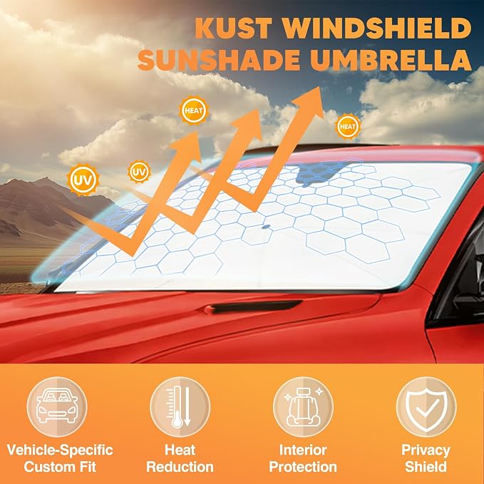 KUST Sun Shade Umbrella for Subaru Ascent 2019-2025 2026 | Custom Fit Windshield Sunshade | Foldable Sunshade with Bendable Handle | Blocks Heat & UV Rays Keep Car Cool Sunshield
