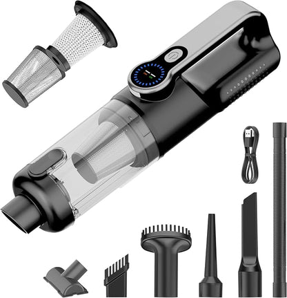 Handheld Vacuum Cordless Vacuum Cleaner with LED Light, 18000Pa Brushless Suction & Air Blower (2-in-1), 7800mAH Battery, Steel+HEPA Filter, Car Vacuum, Dust Buster for Interior, Home & Pet Hair