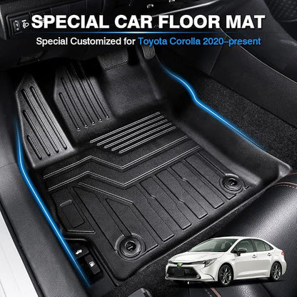 KUST Floor Mats for 2020-2025 2026 Toyota Corolla (Not for Corolla Cross) All Weather TPE Rubber Liner Custom Fit 2 Row Seat Carpet 3D Front Rear Black 3PCS