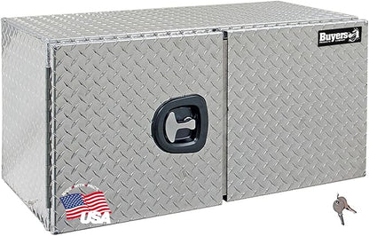 Buyers Products 1705210 Underbody Truck Tool Box with Barn Doors, 18x18x48 Inch, Diamond Tread Aluminum, Made in USA, Compression Latch, Weather Resistant, Toolbox for Flatbeds, Trailers & Work Trucks