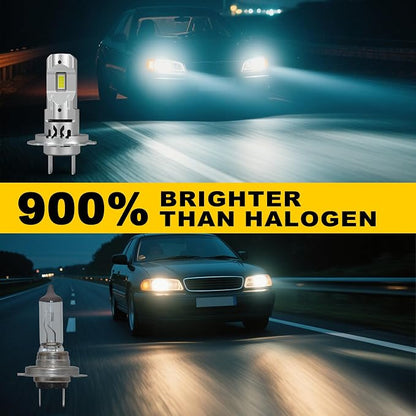 H7/H7LL LED Bulb Super Bright with Fan Cooling 800% 60000LM Brighness 1:1 Halogen Mini Size No Adapter Required H7/H18 for Fog Lights Pack of 2