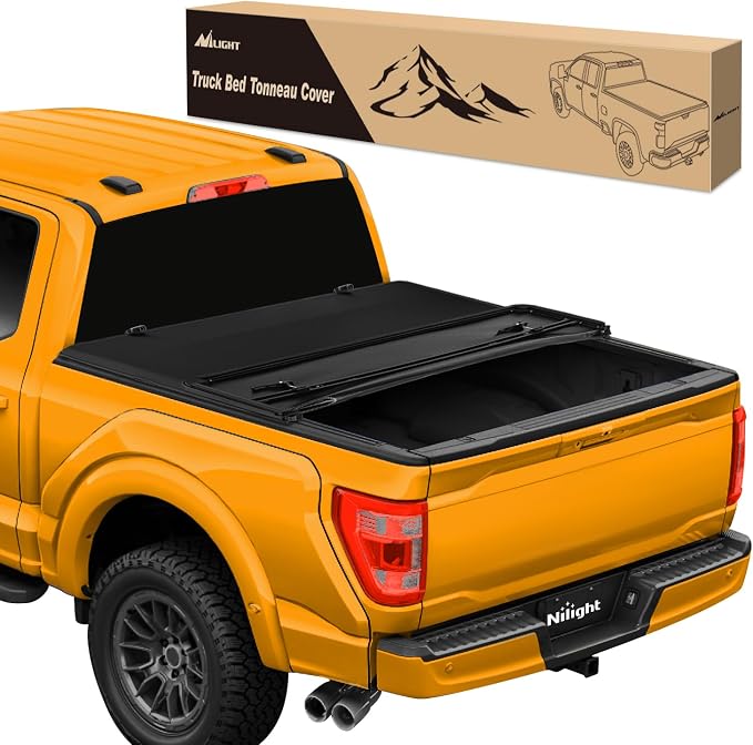 Nilight Soft Tri-fold Truck Bed Tonneau Cover Compatible with Ford F150 2015-2026, All-Weather Low Profile Cargo Protection-5.5ft