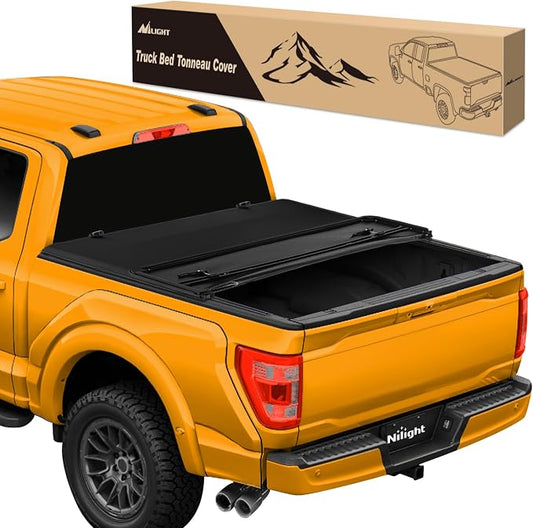 Nilight Soft Tri-fold Truck Bed Tonneau Cover Compatible with Ford F150 2015-2026, All-Weather Low Profile Cargo Protection-5.5ft