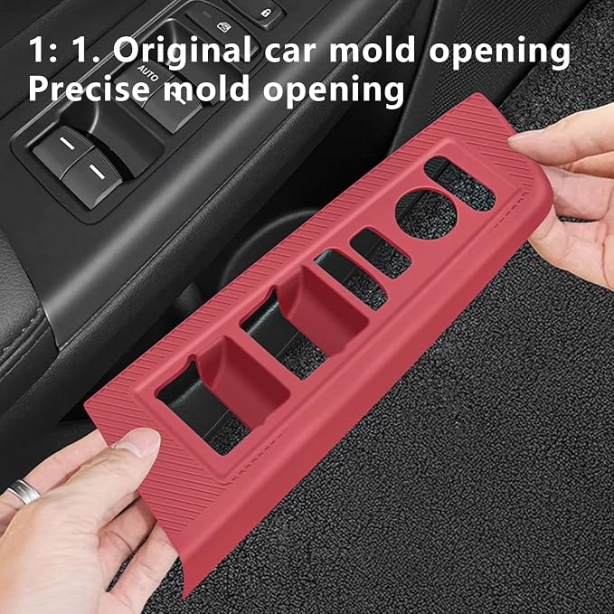 Temmis 4PCS Car Door Window Switch Panel Cover for Honda CRV 2023-2026 (Gasoline & Hybrid), Auto Interior Decor Accessories Armrest Trim Silicone Style Kit-Red