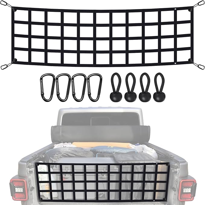 Tailgate Net for Most Mid Size Truck - Cargo Net Compatible with Ford, Chevy, Dodge,Ram etc - Tail Gate Extender Nets for Pickup Truck Bed (50'' x 15'')