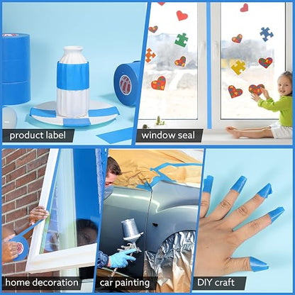 10 Rolls Painters Tape Blue Painters Tape 2 Inch Wide, General Purpose Masking Tape Bulk, 1.89 in x 55 Yd Blue Tape for Wall Painting Home Improvement DIY Crafts, Total 550 Yards