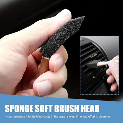 10 PCS Car Interior Detailing Brush, 1.96" Foam Paint Brushes for Car A/C Vent Clean, Soft Duster Detailing Brushes with Long Handle, Universal Interior Cleaning Tool for Cars (Black)
