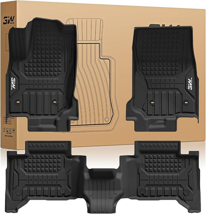 3W Floor Mats Fit for Toyota 4 Runner 2025 2026(Only Fit Hybrid), TPE All Weather Custom Fit Floor Liner for 4Runner Accessories 1st and 2nd Row Full Set Car Mats Easy Clean, Black