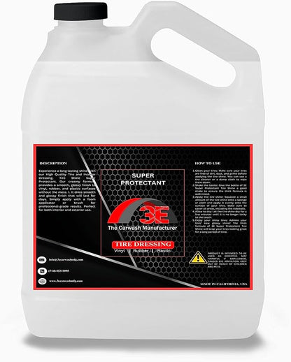 Super Protectant Tire Shine - High Gloss Wipe-On Dressing with Silicone - 1 Gallon - for Tires, Rubber, Vinyl & Plastic - Safe for Cars, Trucks, Motorcycles, RVs & More
