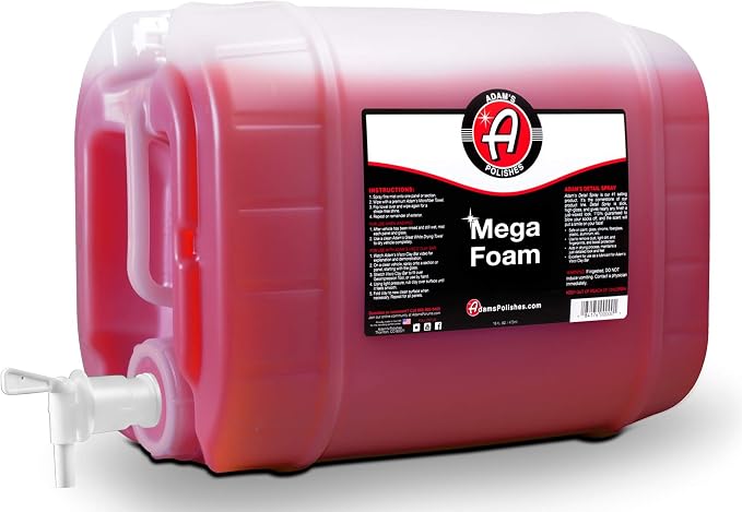 Adam’s Mega Foam (5 Gallon) - pH Neutral, Ultra Concentrated for Foam Cannon, Foaming Spray Gun, or Bucket – Safe for Wax, Sealants & Ceramic Coating – High Suds Car Cleaner