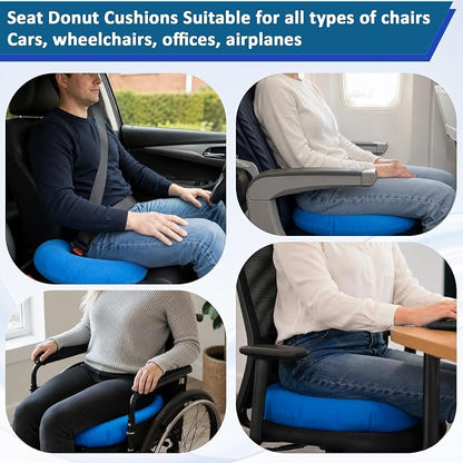 3 Pack Inflatable Donut Pillows, Round Donut Cushion, Ring Doughnut Pillow, Hemorrhoid Seat Cushion for Tailbone Pain Relief, Functions as Car Wheelchair Office Chair Cushios (15-Inch Three Colors)