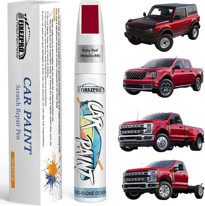 Ruby Red Metallic(RR) Touch Up Paint for Ford, Car Paint Scratch Repair Remover Pen Color Exact Match, Quick and Easy Fix Automotive Chips and Scuff