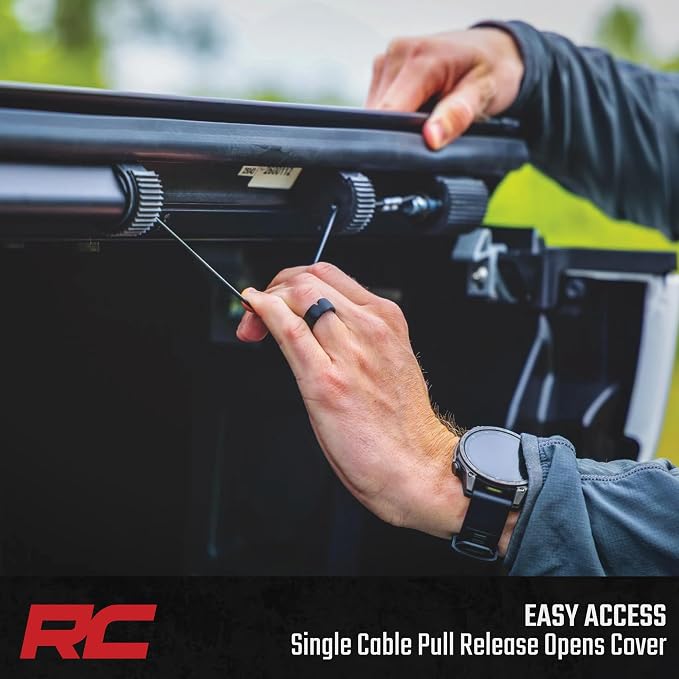 Rough Country Hard Roll-Up Tonneau Cover for Toyota Tundra (2022-2026) - Aluminum Truck Bed Cover, Fits 5'7 Bed