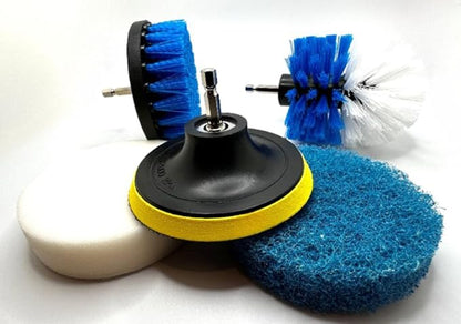 4 Piece Drill Brush Attachment Set, Scrubbing Pad and Sponge - Power Brush Scrubber Deep Cleaning Kit for Bathroom Kitchen Boat Car Grout Floor Tub Shower Tile Surfaces