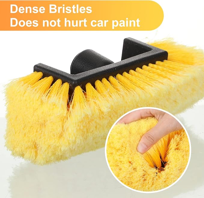 Tanlade 2 Pcs Car Wash Brush Head with Soft Detailing Bristle Flow Through Car Cleaning Brush Exterior Wash Equipment for Auto Truck RV Boat Camper(10 Inch,Yellow)