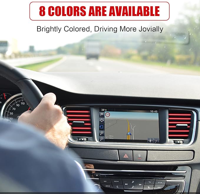 20 Pieces Universal Car Auto Air Conditioner Vent Outlet Trim Strip, Waterproof Flexible Shiny Auto Car Vent Interior Accessories for All Air Vent Outlet (20PCS - Red)