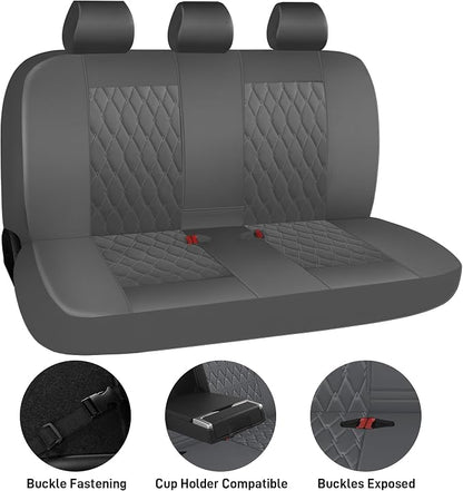 CAROMOP Faux Leather Car Seat Covers Full Set,Luxury and Comfortable Covers for Cars,Split Bench Compatible Car Interior Covers,Universal Fit for Suvs,Vans,Trucks,Airbag Compatible(5-Seat Grey)
