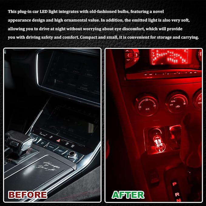 USB LED Car Interior Atmosphere Light, Car USB Night Light, Plug-in Auto Ambient Lighting Retro Lamps, Touch Adjustment LED Automotive Night Lamp Auto Accessories for bedrooms Camping (Red)